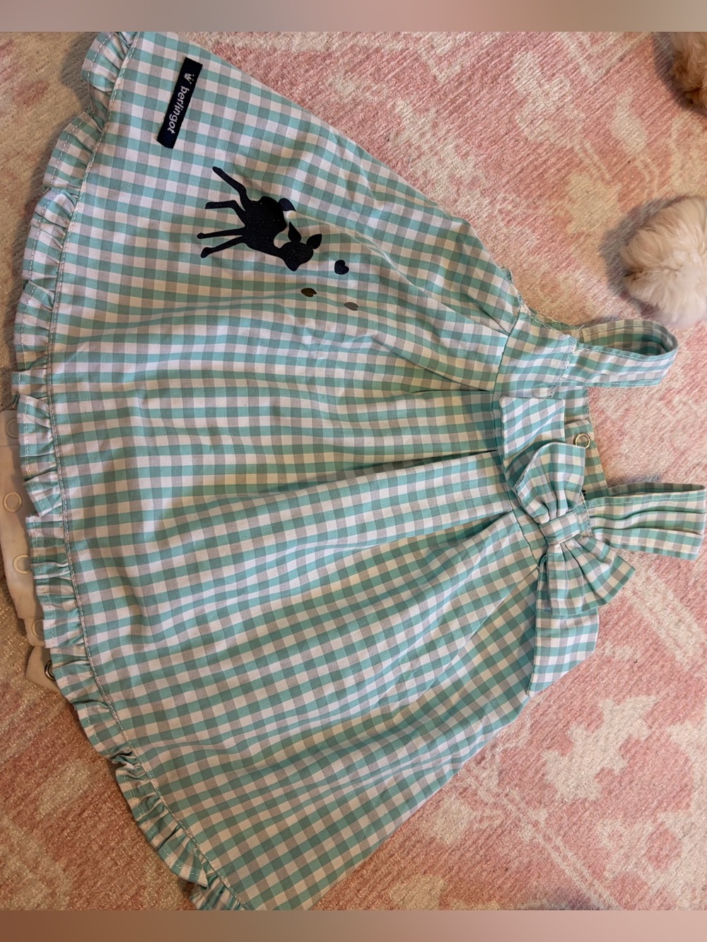 Baby Deer Print Mint Gingham Girls' Dress - by bebeenjoy